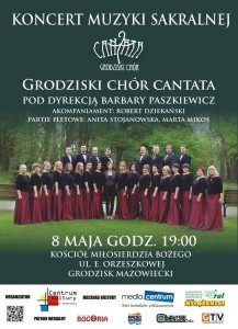 Zapraszamy 8. maja na koncert muzyki sakralnej w wykonaniu chóru CANTATA